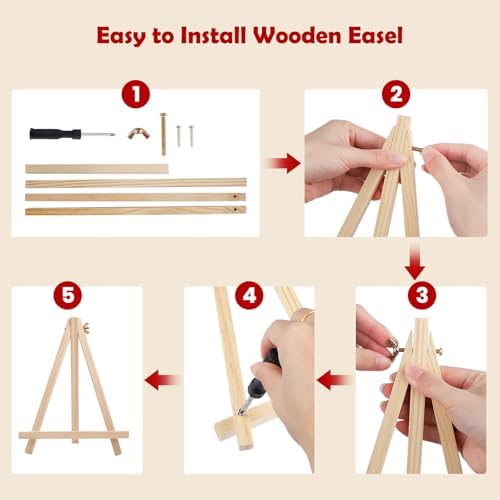 MOGTAA Christmas Paint by Numbers Kit for Adults Beginners with Frame, Christmas Socks Adult Paint by Number Kits on Canvas with Easel, Easy DIY Oil Painting Kits for Home Decor, 8x12in