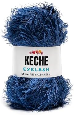 Eyelash Fun Fur Yarn - Premium Soft Crochet Yarn DIY Hand Knitting 100% Polyester 175 Yds 3.53 Oz - Navy Blue