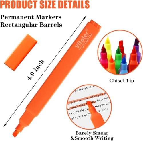 Vitoler Highlighters Assorted Colors,Bright Color, Chisel Tip 12pcs | Aesthetic,Cute Pastel,high quality for bible study,books,journal,writing,school office