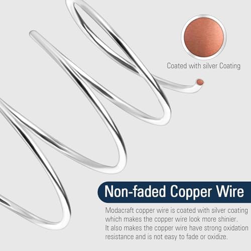 Modacraft 22 Gauge Silver Wire for Jewelry Making with Jewelry Pliers, Craft Wire Beading Wire Tarnish Resistant Copper Wire