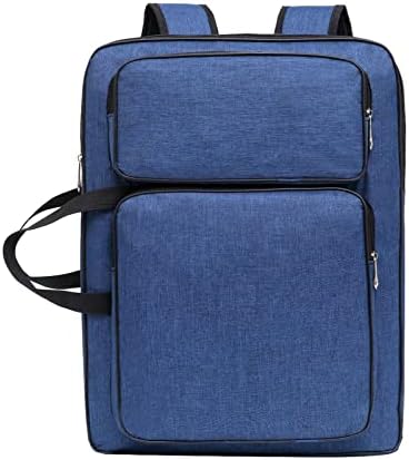 8K Artist Portfolio Carry Backpack Case Versatile Art Bags Waterproof Adjustable Drawing Board Backpack Art Storage Bags for Artworks Painting Drawing Sketching 19.7” x 14.6” x 2.4” (Blue)