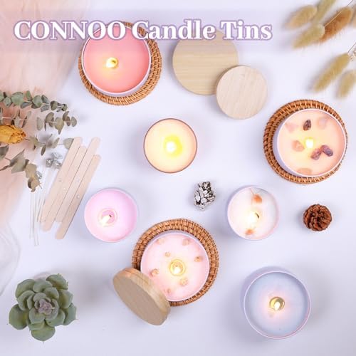CONNOO 24 Pack - 12pcs 8oz & 12pcs 4oz White Candle Tins with Lids