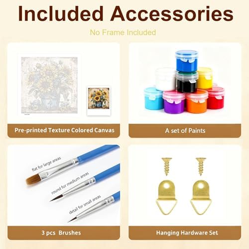 Gemozaic Sunflower Paint by Numbers Kit for Adults, 16 x 16 INCH, Unframed