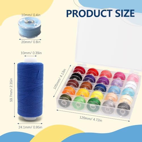 Sewing Machine Hand Thread Kit, 25 Bobbins + 25 Thread Spools