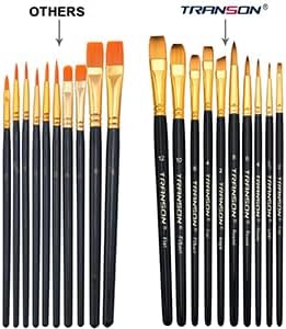 Transon 20pcs Artist Painting Brush Set for Acrylic Watercolor Gouache Hobby Craft Face Rock Painting Black and Green Color