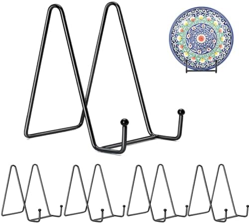 Kruodop 5 Pack Plate Stands for Display, 4 Inch Plate Holder Display Stand, Metal Frame Holder Stands for Book, Pictures, Photo Easel, Tabletop Art