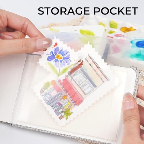 Funto Watercolor Journal, 3.5x5.5, 48 Pages, Cold-Pressed, Inner Pocket, 110lb/230gsm, Art Supplies for Watercolor Techniques and Mixed Media