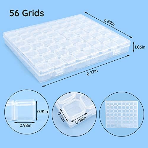 Segbeauty 56 Grids Clear Plastic Organizer Box, Gem Jewelry Storage Container with Dividers, Bead Organizer Earrings Storage Box Seeds Craft Organizers Screw Tool Boxes for Small Parts