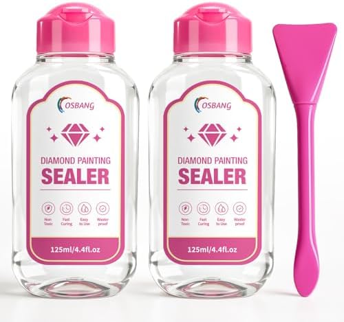 OSBNAG Diamond Painting Sealer with Applicator Brush, Permanent Hold & Shine Effect, Helps Retain Sparkle, Also Works for Jigsaw Puzzles (250mL / 8.8 fl oz, 125mL ×2)