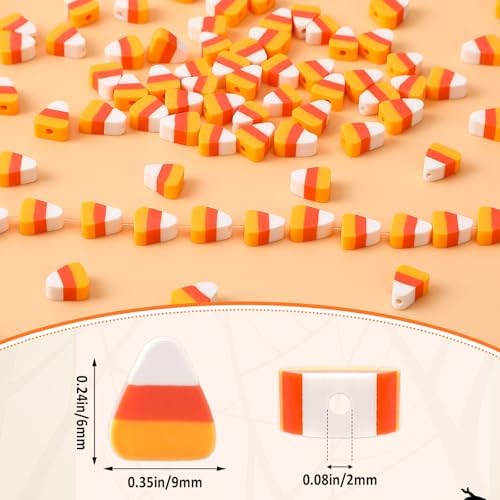 300Pcs Halloween Candy Corn Clay Beads for Jewelry Making