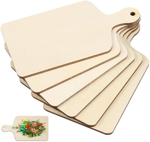 6pcs Mini Wooden Cutting Boards Tray - Blank Unfinished Wood Craft Set, DIY Wood Trays, Poplar Plywood Painting Kit, Classroom Projects