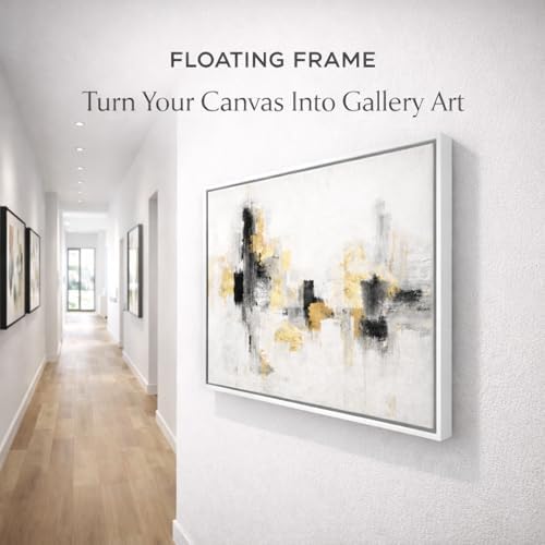 ART Floating Canvas Frame for 1"–1.25" Deep Gallery-Wrapped Canvas, Wood-Look Floater Frame for Stretched Canvas Prints & Wall, White, 12" x 24"