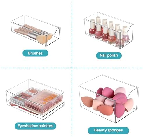 Vtopmart Acrylic Desk Organizer with 8 Drawers for Office, Makeup, Crafts | Clear Storage Drawers for Office Supplies, Desktop Organization for Makeup, Jewelry, Art Crafts, Bead, Pen, Stationary