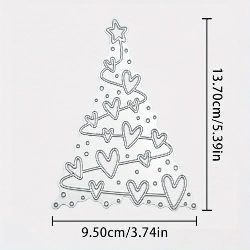Lapoo Christmas Metal Cutting Die for Scrapbooking, 3D Backgrounds Frame Cutting Dies DIY Album Card Making Decor Paper Metal Die Cuts Party Wedding Decorations (Trees and Love 5.4 x 3.7 in)