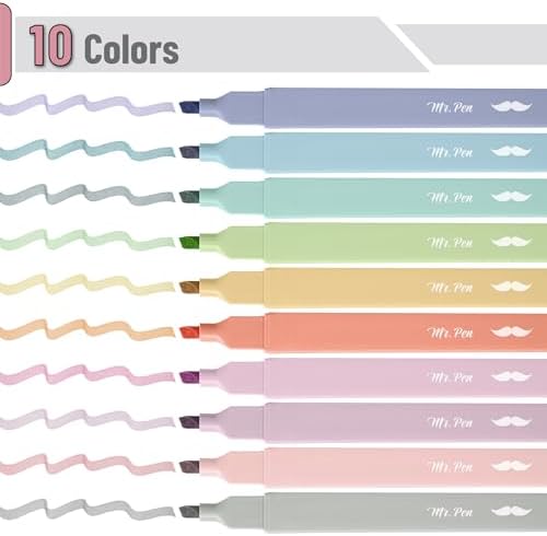 Mr. Pen- Aesthetic Highlighters No Bleed, 10 Pack, Assorted Colors | Chisel Tip, Cute Highlighters Assorted Colors for Journaling, Highlighting, Underlining, Fast Dry, Back to School Supplies