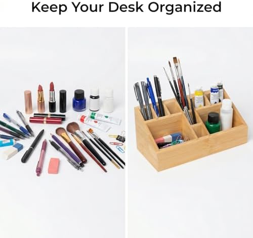 Small Bamboo Art Supply Organizer Pen Holder