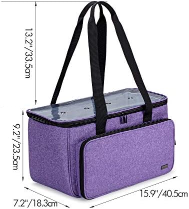 Yarwo Crochet Bag Knitting Organizer, Yarn Storage Tote with Multi-Pockets