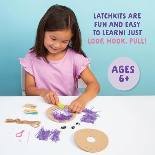LatchKits Mini Donut - Latch Hook Kits for Kids, Arts and Crafts, Yarn Art, Kids Crafts, Toys for Girls, Birthday Gift for Girls, Easy to Follow Patten, Hook Included, Craft Kits, Ages 6+
