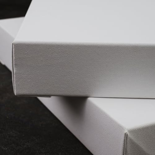 PHOENIX 5x5 Inch 4 Pack Museum Canvas - 2 3/8 Inch Thick Edge Deep Mini Block Canvases for Painting 100% Cotton 11 Oz. Gesso Primed White Blank Professional Art Canvas
