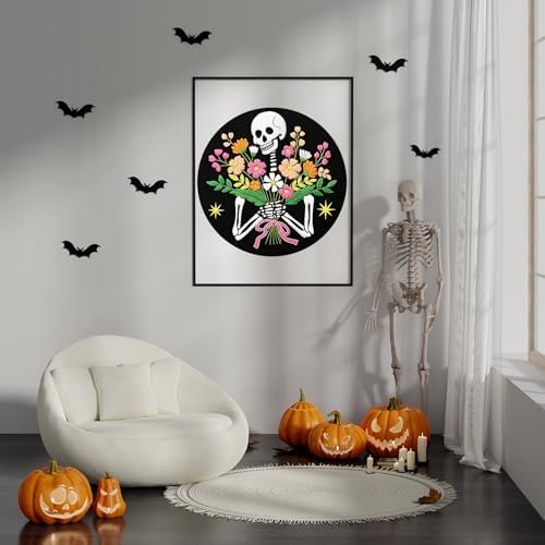 Louise Maelys Halloween Skeleton Flower Embroidery Kit for Beginners Adults