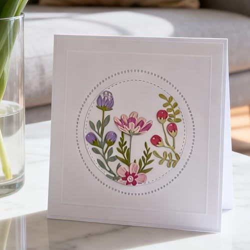 Cutting Dies Metal Stencils Scrapbooking Tools DIY Embossing Template for Paper Card Making Album Arts Crafts Supplies (Circular and Flower-9.8x8.7cm)