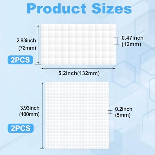 Joez Wonderful 4 Sheets Foam Adhesive Squares, 0.47in & 0.2in, White