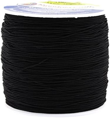 Mandala Crafts 0.6mm Black Shirring Elastic Thread for Sewing, 87 Yards