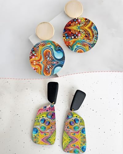 Puocaon Abstract Clay Transfer Paper - 20 Sheets Polymer Clay Transfer Sheets for Earrings Featuring Colorful Abstract Ink Art, Transfer Paper for Polymer Clay Jewelry