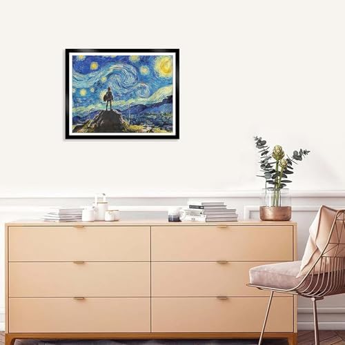 MBNTJHT DIY Anime Diamond Art Kits for Adults Beginners,Easy Starry Night Diamond Painting Kits for Adults,Cartoon Full Drill Gem Art Kits for Home Wall Decor 12X16 Inch.