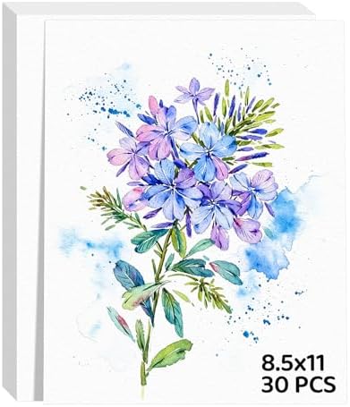 30 Sheets Watercolor Paper 8.5x11, 110lb/230gsm Cold Press Watercolor Paper