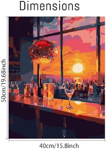 Canrichshop Vintage Cocktail Paint by Number for Adults,Paint by Numbers for Adults on Canvas Unframed,DIY Acrylic Painting by Numbers for Beginners,Easy Painting Kits for Decor 16x20inch
