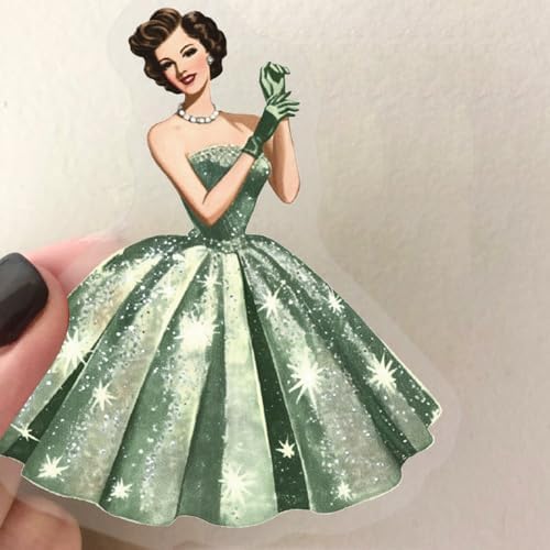 50pcs Retro Girl Stickers for Laptop Water Bottles, Transparent PET Waterproof Adhesive Faddish Decals Modern Woman Sticker for Teens Adult Birthday Party Scrapbook Phone (Retro-1)