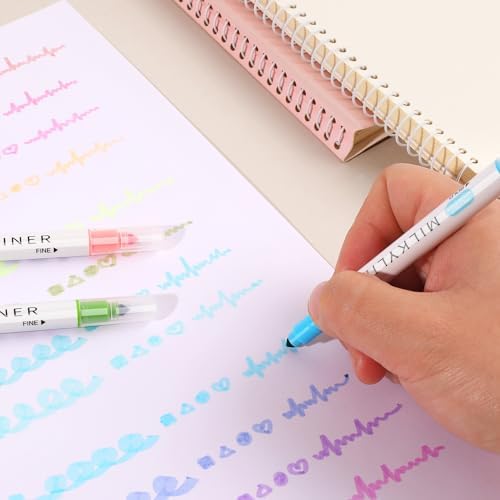 HANKU 12 Pack Pastel Highlighters, Dual Tip No Bleed Bible Study Markers