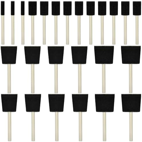 Foam Brush 25pcs with High Density Foam for Acrylic Paint, Staining, Varnish, DIY Craft & Wood Furniture(1/2", 1", 2", 3")