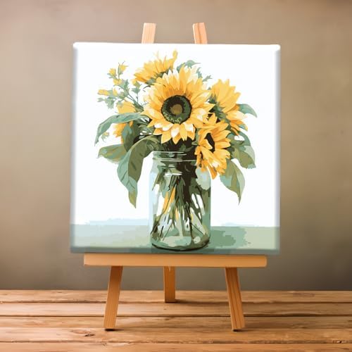 Natuyalo Framed Paint by Number Kits for Adults Beginners, Sunflower Easy Acrylic Adult Paint by Number Kits, Flowers DIY Painting by Numbers Kits with Frame Ideal Gift 12x12 Inch