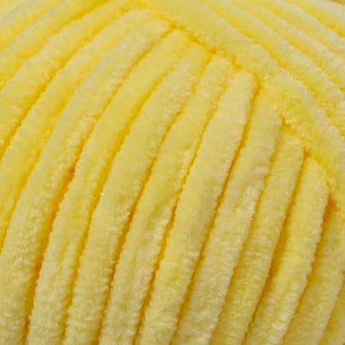 Velvet Lux Chenille Yarn for Crocheting and Knitting, 2 Pack Bulk Chunky Yarn, Super Soft Velvet Yarn for Amigurumi, Baby Blankets & Home Decor — 100g/120yds per Skein (Sun Yellow)