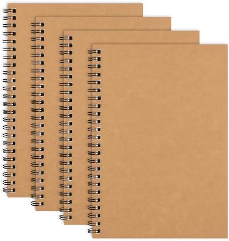EOOUT 4 Pack A5 Blank Spiral Notebooks Sketchbooks, Unlined Journals 5.5 x 8.3in, 50 Sheets 100 Pages, 100gsm Diary Sketch Books for Drawing, Art, Students, Office