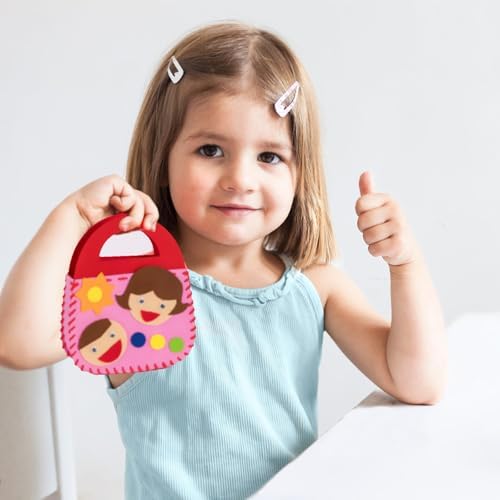 OZENT 8 Set Sewing Handbag Kit, Sew Your Own Purses and Handbags, Felt Sewing Kit with Stickers DIY Sewing Felt Craft for Girls