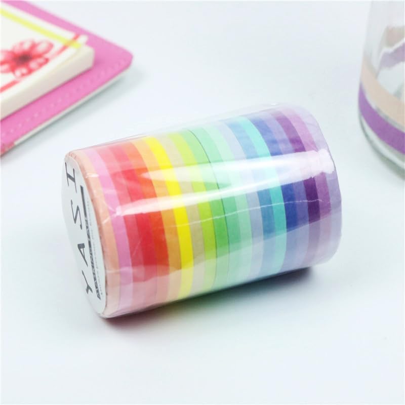 Colorful Washi Tape Set, 20 Rolls Decorative Washi Tape for Scrapbooking Planner Bullet Journal Crafts DIY Art Supplies Gift Wrapping (3mm*5M)