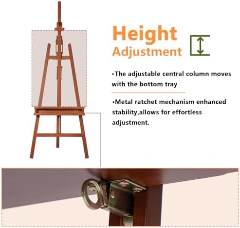 DJAR Large Floor Studio Art Easel for Painting, Sturdy and Durable, Walnut | Adjustable Artist Easel with Storage Tray, Holds canvases up to 49", Solid Beech Wood Display Stand for Adults & Beginners