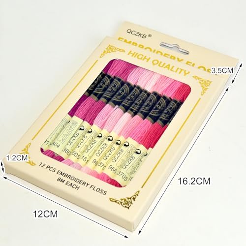 Premium Rainbow Color Embroidery Floss - Cross Stitch Threads - Friendship Bracelets Floss - Crafts Floss - 12 Skeins Per Pack Embroidery Floss,Warm Pink Gradient