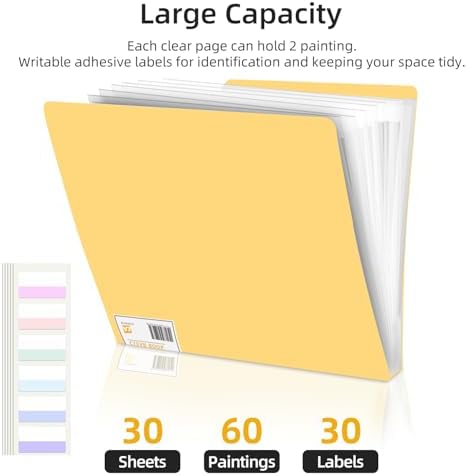 A3 Diamond Painting Storage Book, 60 Views Art Portfolio Presentations Folder with 30 Pages Protectors, 17.3x12.8in Yellow