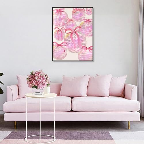Pink Diamond Art Kits for Adults, 5D DIY Coquette Diamond Painting Kits for Beginner, Diamond Dots Full Drill Crafts for Gem Art Dot Art for Adults Home Wall Decor for Teens Boys Girls 12x16 inch