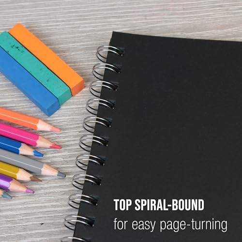 U.S. Art Supply 11x14 Premium Heavy-Weight Black Paper Sketchbook Pad