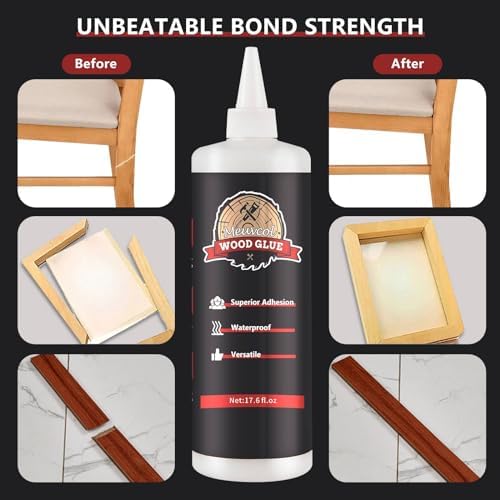 Wood Glue, Strong Glue for Woodworking, Waterproof Clear Wood Glue for Furniture Heavy Duty, Interior & Exterior Furniture Glue for Crafts, Baseboard, Cabinets, Door (500g)