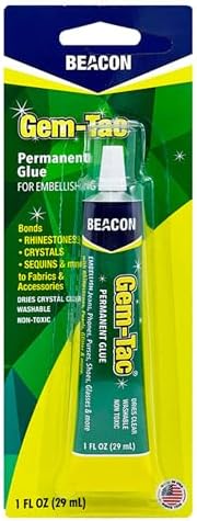 BEACON Gem-Tac Premium Quality Adhesive for Securely Bonding Rhinestones and Gems - Water-Based, UVA Resistant, 1-Ounce