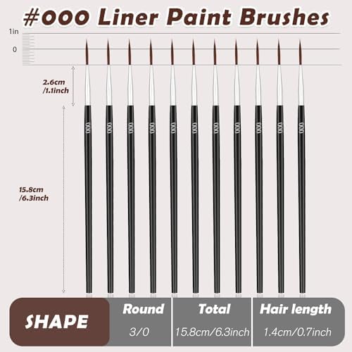 30Pcs Micro Paint Brushes Set with Protective Sleeve, Detail Paint Brushes #000 Fine Line Brushes Set for Watercolor, Acrylic, Crafts, Models