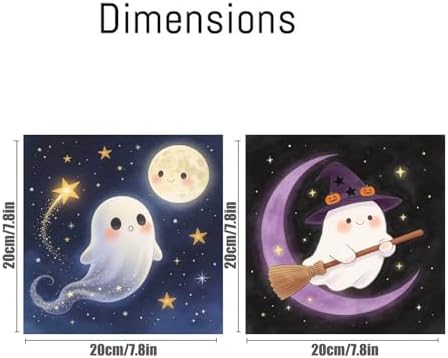 pchmcu 2 Pcs Halloween Paint by Numbers Kits for Kids Framed - DIY Ghosts Adults' Paint-by-Number Kits on Canvas,Small Easy Acrylic Oil Painting for Home Wall Decor 8x8 inchs