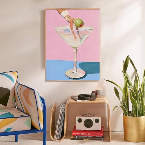 EIBEILI Diamond Art Kits for Adults, Cocktail Diamond Painting Kits for Beginner DIY 5D Full Pink Drill Diamond Dots Crafts for Home Wall Decor Gifts 12x16 Inch