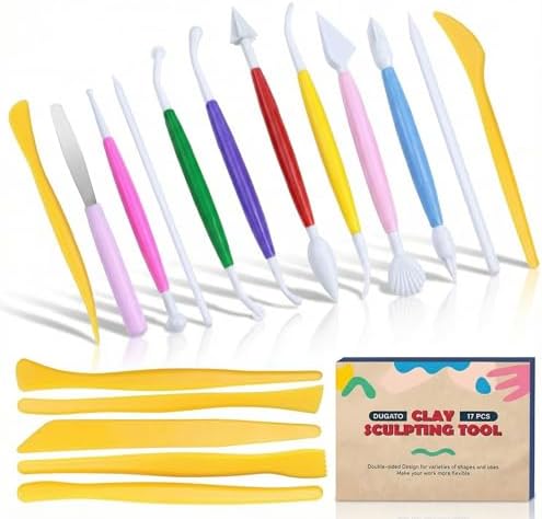 DUGATO Clay Sculpting Tools, 17 pc Double-Sided Modeling Set